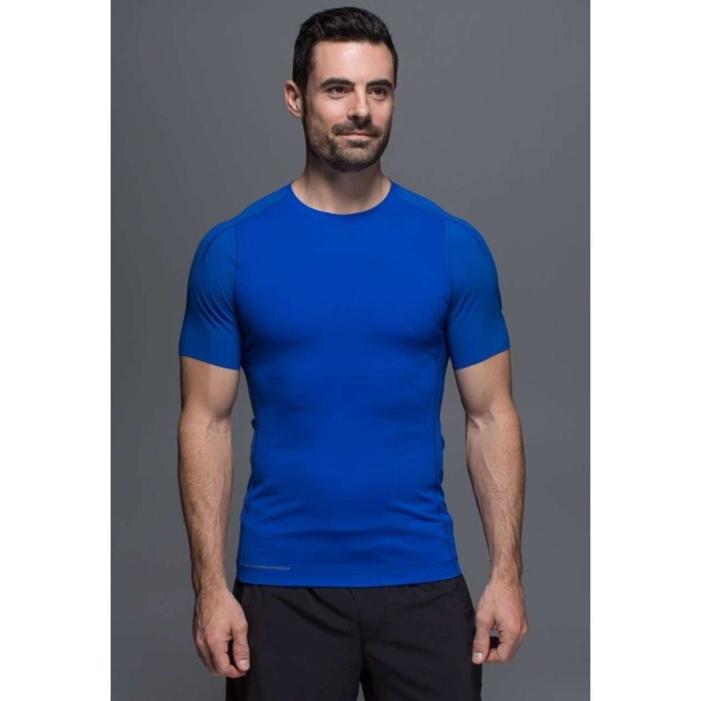 LULULEMON REPETITION SHORT SLEEVE TEE MENS XL HARBOR BLUE PERFORMANCE BASIC‎